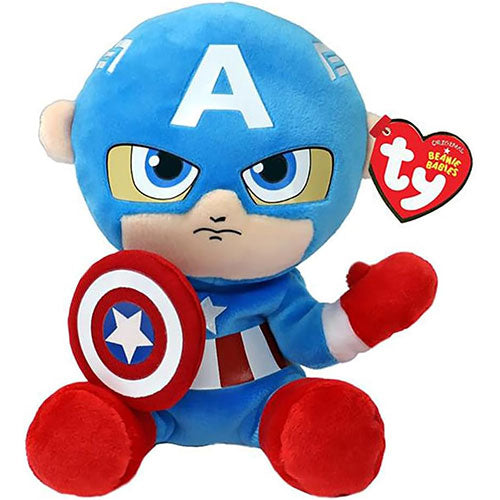 Ty Beanie Baby Marvel Super Heroes Captain America 7.5" Floppy Plush