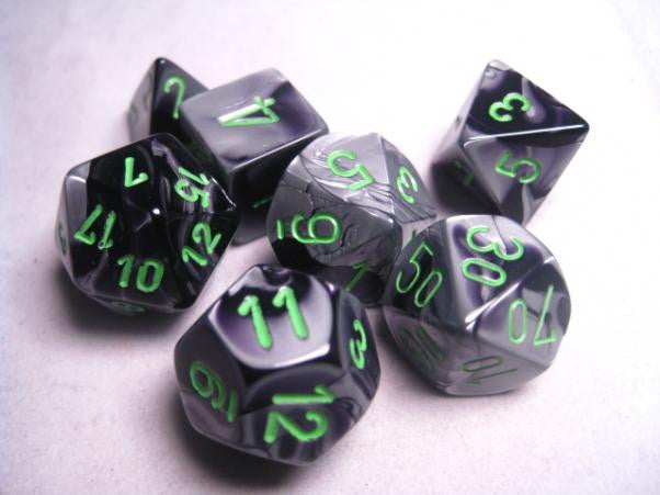 Gemini Black-Grey/Green 7pc Dice Set