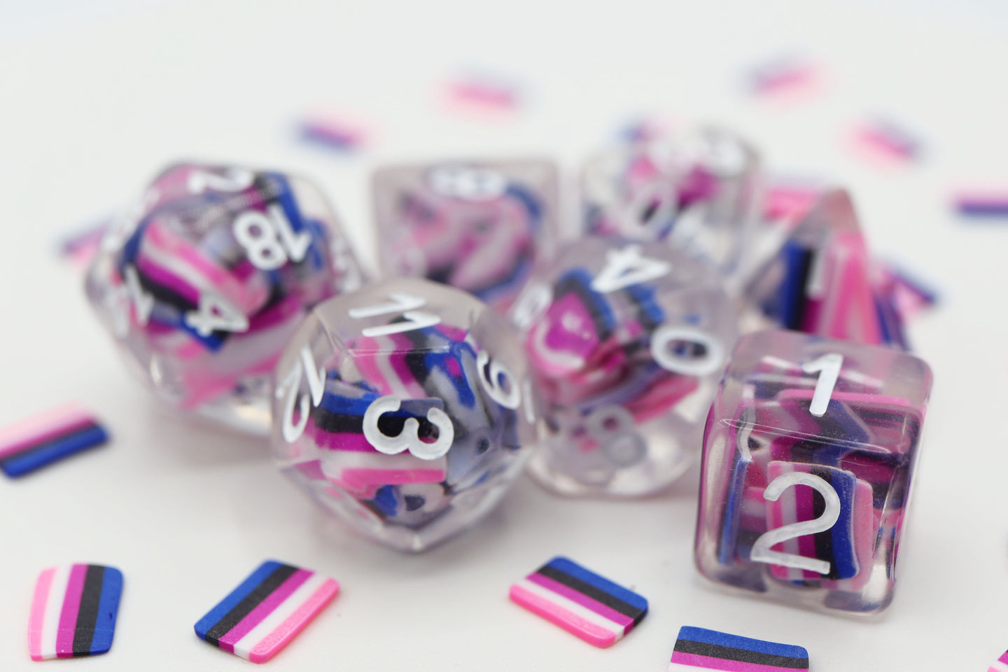 Genderfluid Pride Flag Dice Set (7 Dice)