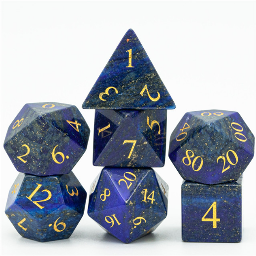 Gemstone Lapis Lazuli/Gold RPG Dice Set (7)