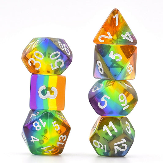 Translucent Rainbow Dice Set (7 Dice)