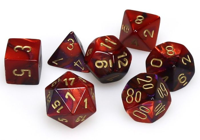 Gemini Mini Purple-Red/Gold 7pc Dice Set