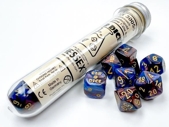 Lab Dice 6: Lustrous Azurite/Gold 8pc Set