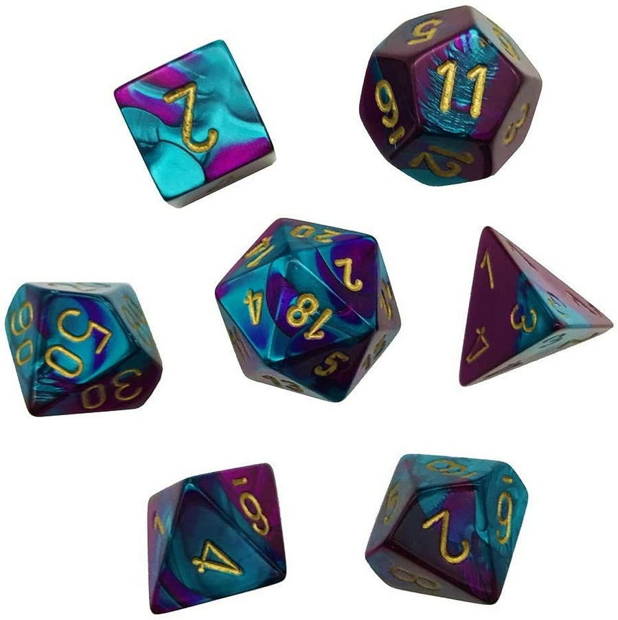 Gemini Mini Purple-Teal/Gold 7pc Dice Set