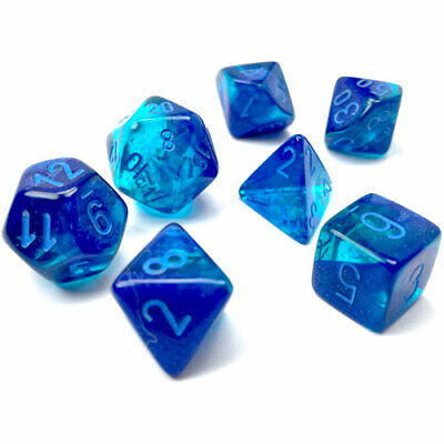 Gemini Blue/Light Blue Luminary 7pc Dice Set
